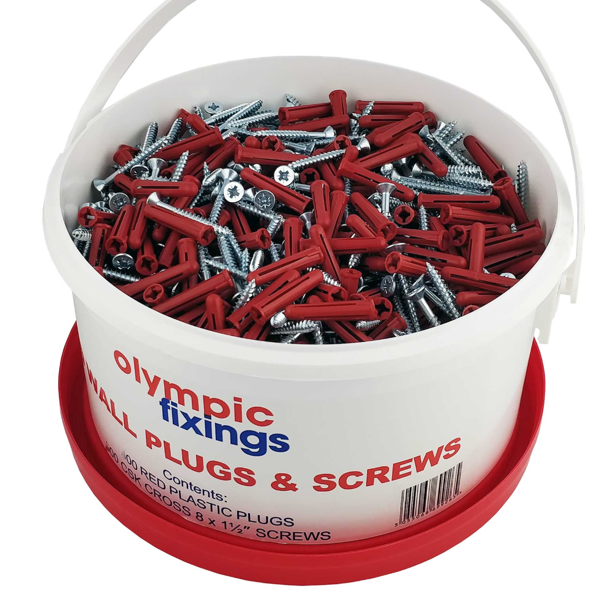 Olympic 242-222-015 Red Plug And 8×1½ Screw Tub Of 400