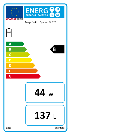 Heatrae Sadia Megaflo Eco Systemfit 125SF Indirect Unvented Hot Water Cylinder