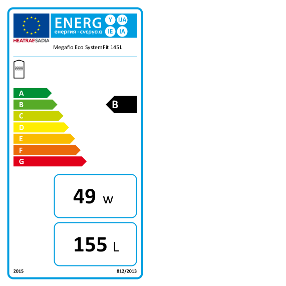 Heatrae Sadia Megaflo Eco Systemfit 145SF Indirect Unvented Hot Water Cylinder