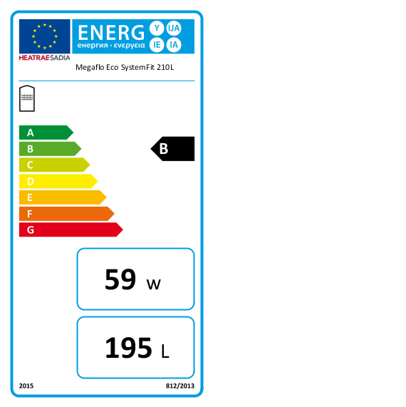 Heatrae Sadia Megaflo Eco Systemfit 210SF Indirect Unvented Hot Water Cylinder