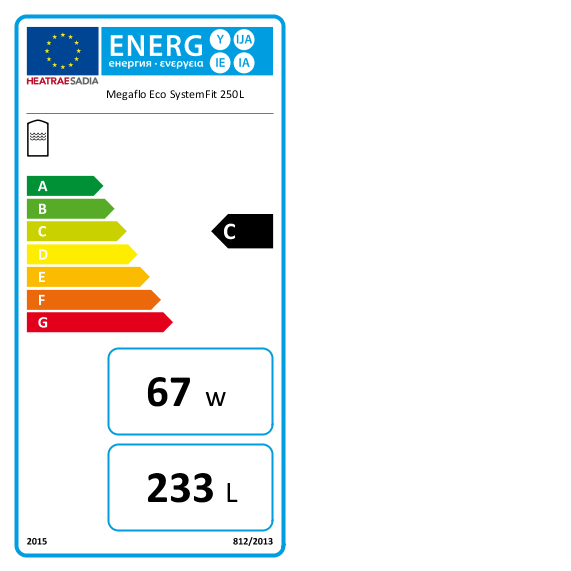 Heatrae Sadia Megaflo Eco Systemfit 250SF Indirect Unvented Hot Water Cylinder