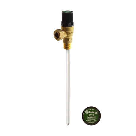 Reliance PTEM540100 7 Bar T&P Relief Valve 15mm x 1/2" 200mm Probe (CPT15) | Genuine Replacement Spare Part